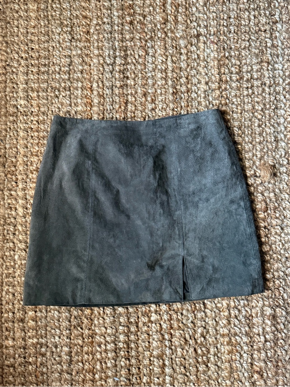 Blank NYC Charcoal Gray Suede Mini Skirt with Front Slit